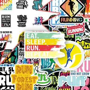 50pcs Running Creative Fun English Inspirational Motivational Stickers for Sports Enthusiasts – DIY Decoration for Journal, Phone Case
