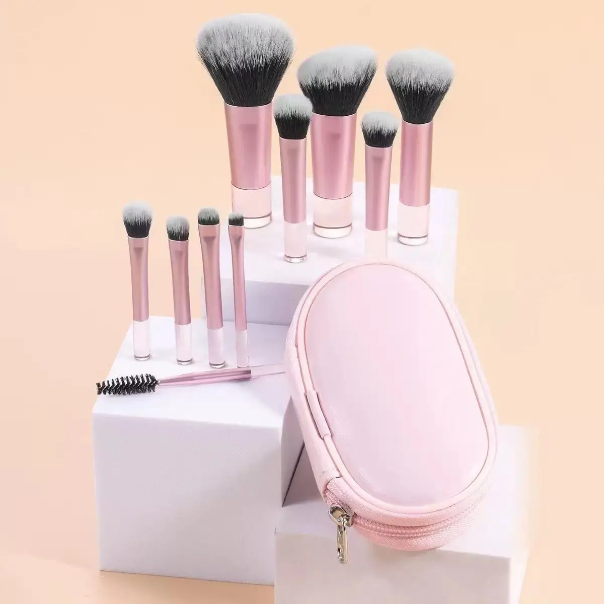 10-Piece Mini Makeup Brush Set, Portable Eyeshadow & Contour Brushes, Travel Friendly, High-Quality Bristles, Ideal for Beauty Lovers