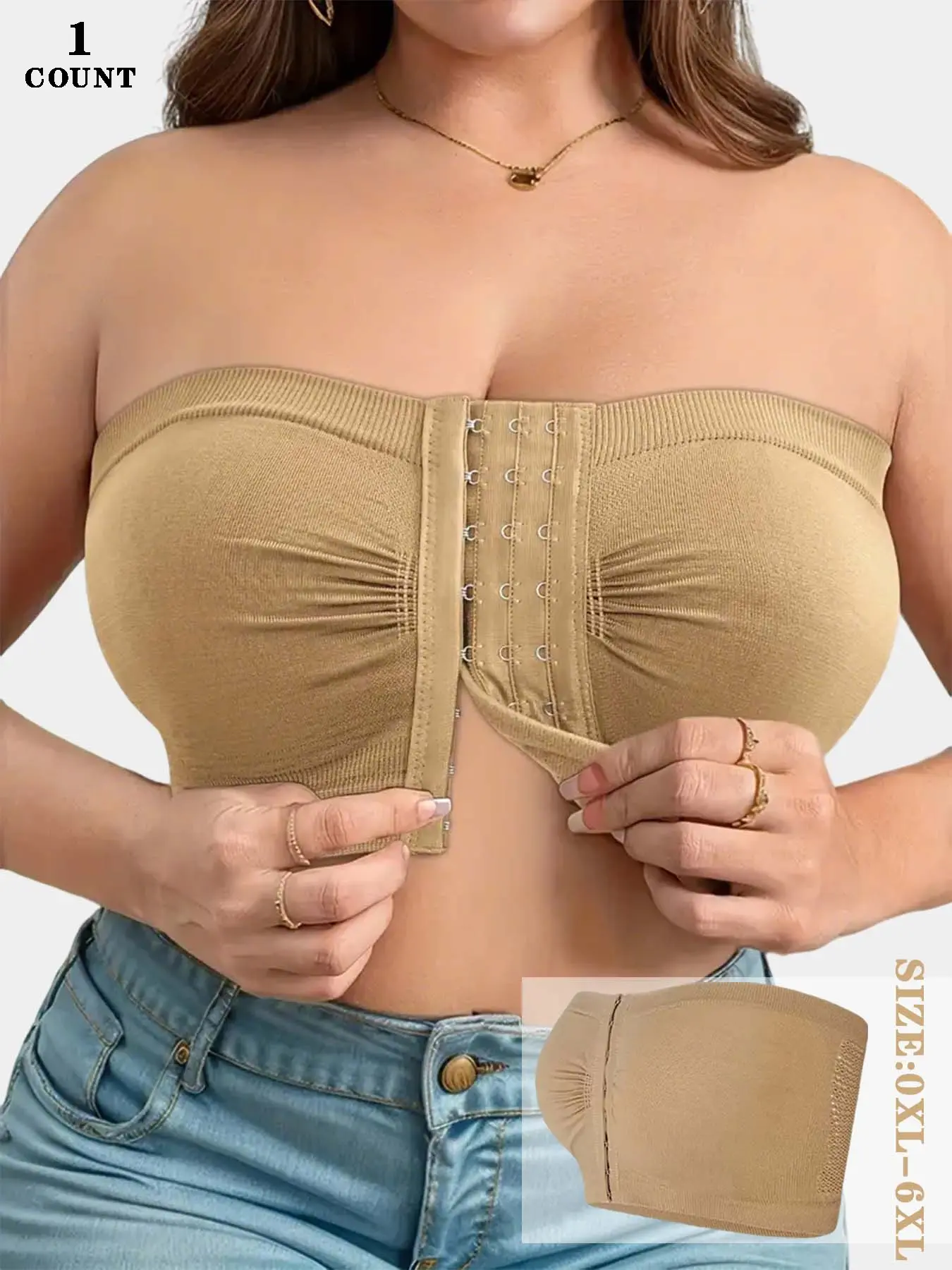 1/3/4/5 PCS Women's Plus Size Wireless Front Buckle Bra, Comfortable Plain Design, Full Coverage, Unlined, Non Padded Bra, Suitable for Daily Wear and Sports