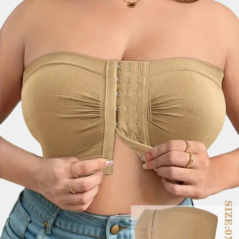 1/3/4/5 PCS Women's Plus Size Wireless Front Buckle Bra, Comfortable Plain Design, Full Coverage, Unlined, Non Padded Bra, Suitable for Daily Wear and Sports