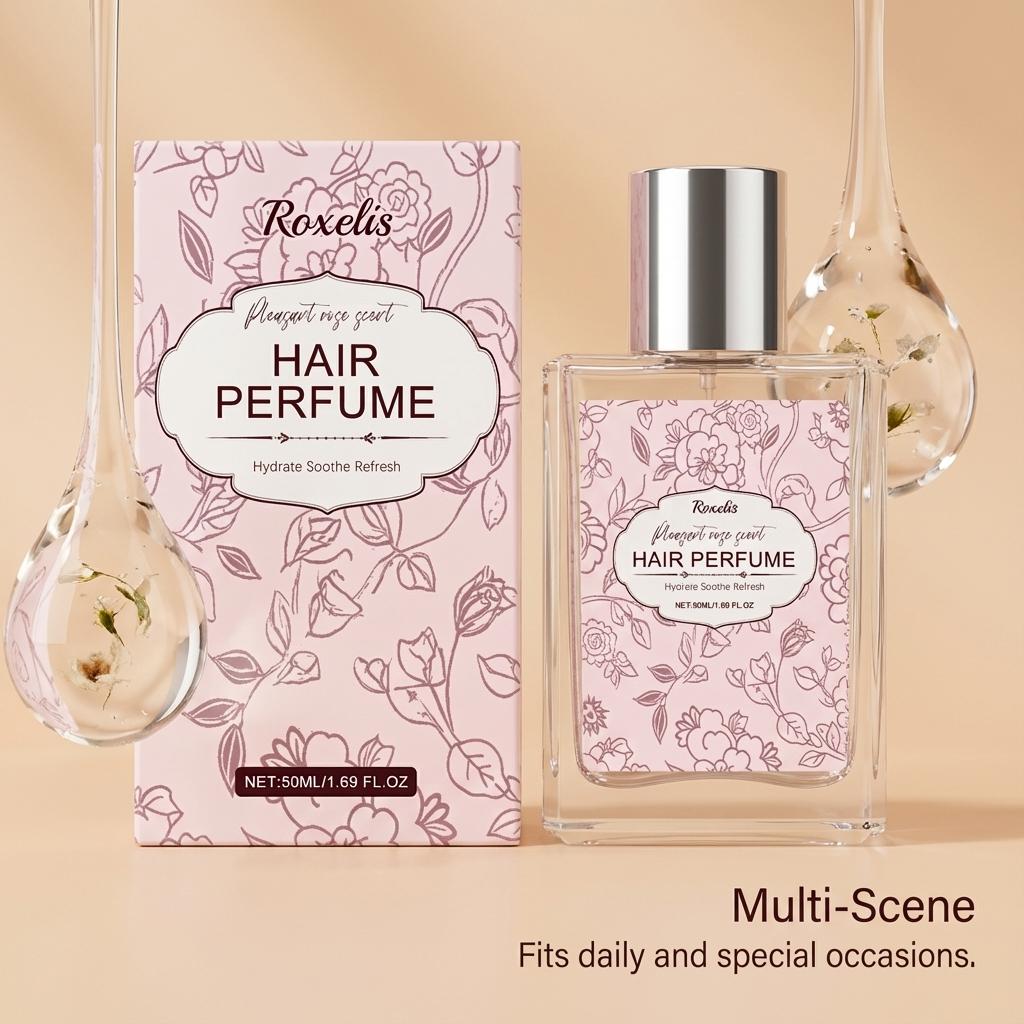Roxelis Floral Scent Hair Perfume - Gentle, Natural, Fresh, Elegant, Light Eau de Toilette - Daily Portable Hair Perfume Spray - Gentle, Non-irritating - Suitable for use before dates, parties, etc., perfect for all occasions.