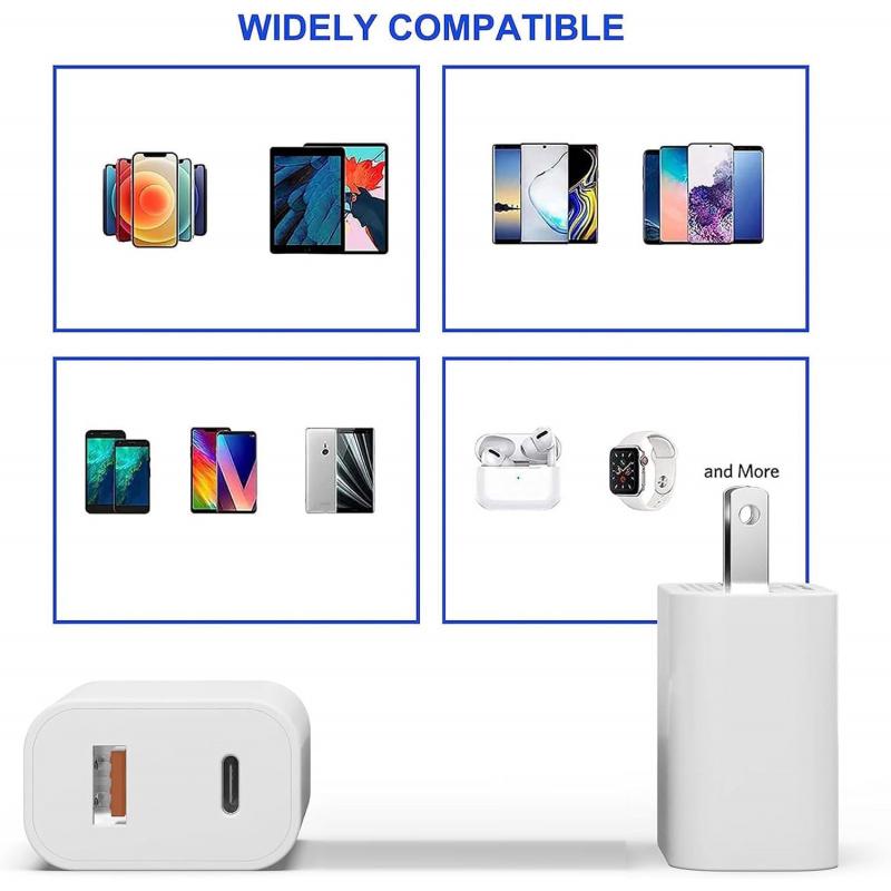 4 Pack USB C Charger Block,20W USB-C & USB-A Port Charger,for i Phone 17/16/15/14/13/12/11/X/8, i Pad and More