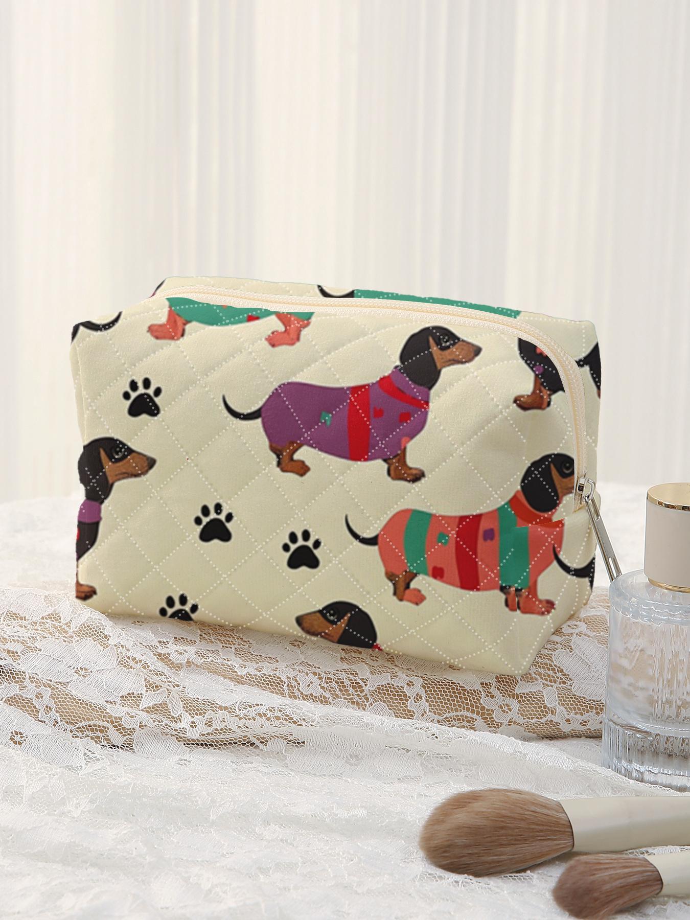 Dog Pattern Makeup Bag Set, Large Capacity Travel Toiletry Bag, Zipper Makeup Organizer Pouch, Versatile Storage Bag for Travel, Office, Home, Travel Cosmetic Bags