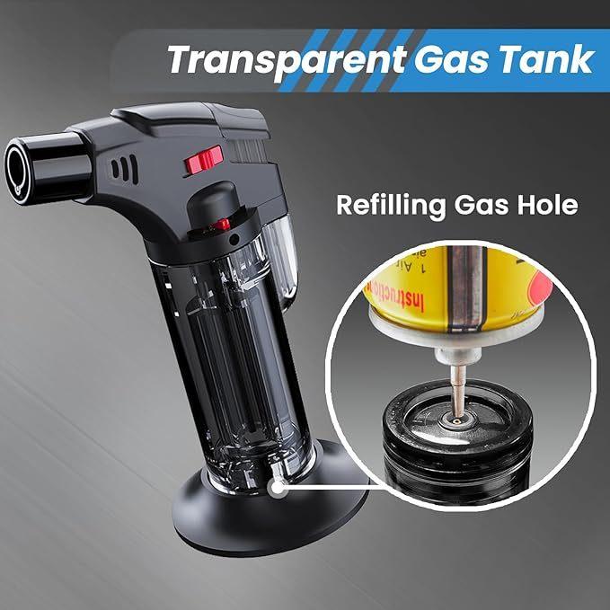 4Pcs torch igniter, butane replaceable igniter, single flame windproof torch igniter, multi-function mini gas igniter, suitable for candles, fireplaces, camping, barbecue, kitchen, (does not contain butane gas)