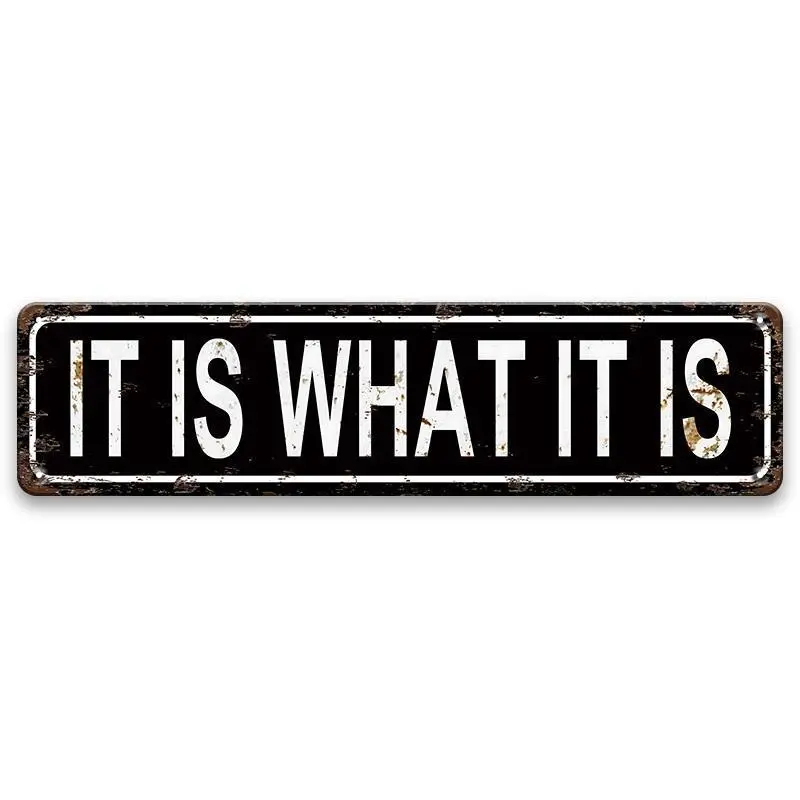 "IT IS WHAT IT IS" Funny Inspirational Print Metal Tin License Plate Sign - 16in x 4in, Durable Vintage Decoration, Lightweight Hanging Decor, Pre-Drilled Hole for Easy Install, Office/Home Wall Mount, New Year Gift