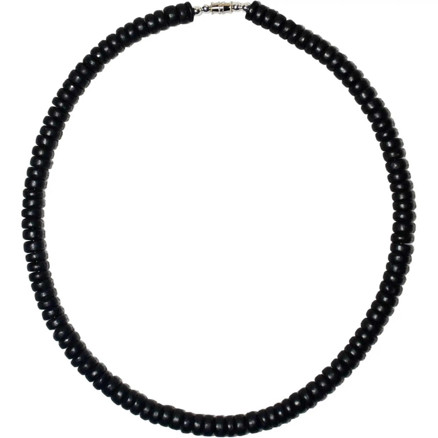 8mm Black Coconut Bead Choker Necklace, Puka Style Surfer Necklace for Men and Women, Stainless Steel  Wire,  in the Philippines (20 Inch)