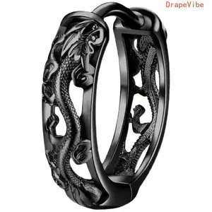 Pair Of Y2K Dragon Pattern Stud Earrings, Unisex Trendy Ear Jewelry For Daily Casual Wear