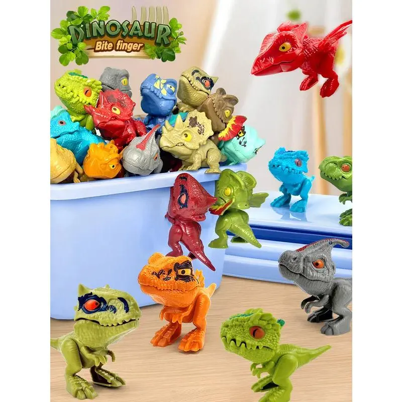 6/12/24 PCS 0-3 Inches Tyrannosaurus Dinosaurs Finger Biting Simulation Toys, Articulated Collectible Figurine Models with Movable Joints, Action Figure Festival Gifts