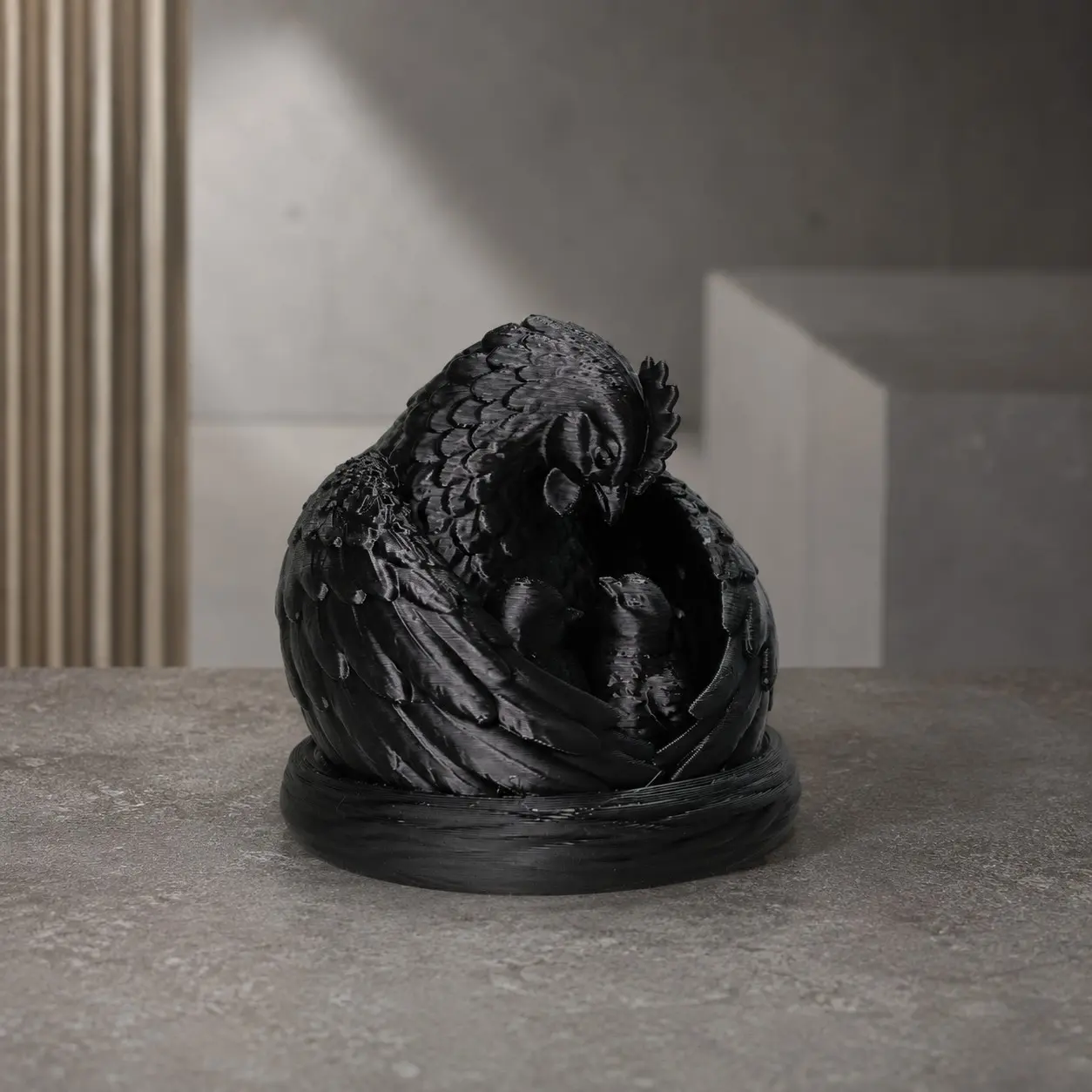Crow Family Guardian Nest Decor, Gothic Bird Statue with Wings, Perfect for Living Room, Office, Halloween, Christmas Gifts