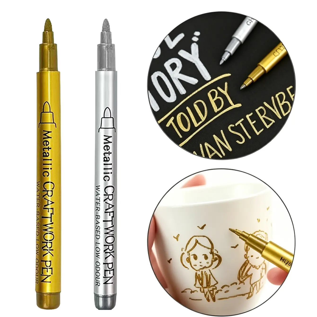 Gold Tombstone Marker Pen, Oil-Based Permanent Paint Pen for Restoring Faded Gravestone Inscriptions, Weatherproof & Quick-Drying Fine Tip Marker for Granite, Marble, Stone & Cemetery Maintenance, Fine Point Markers