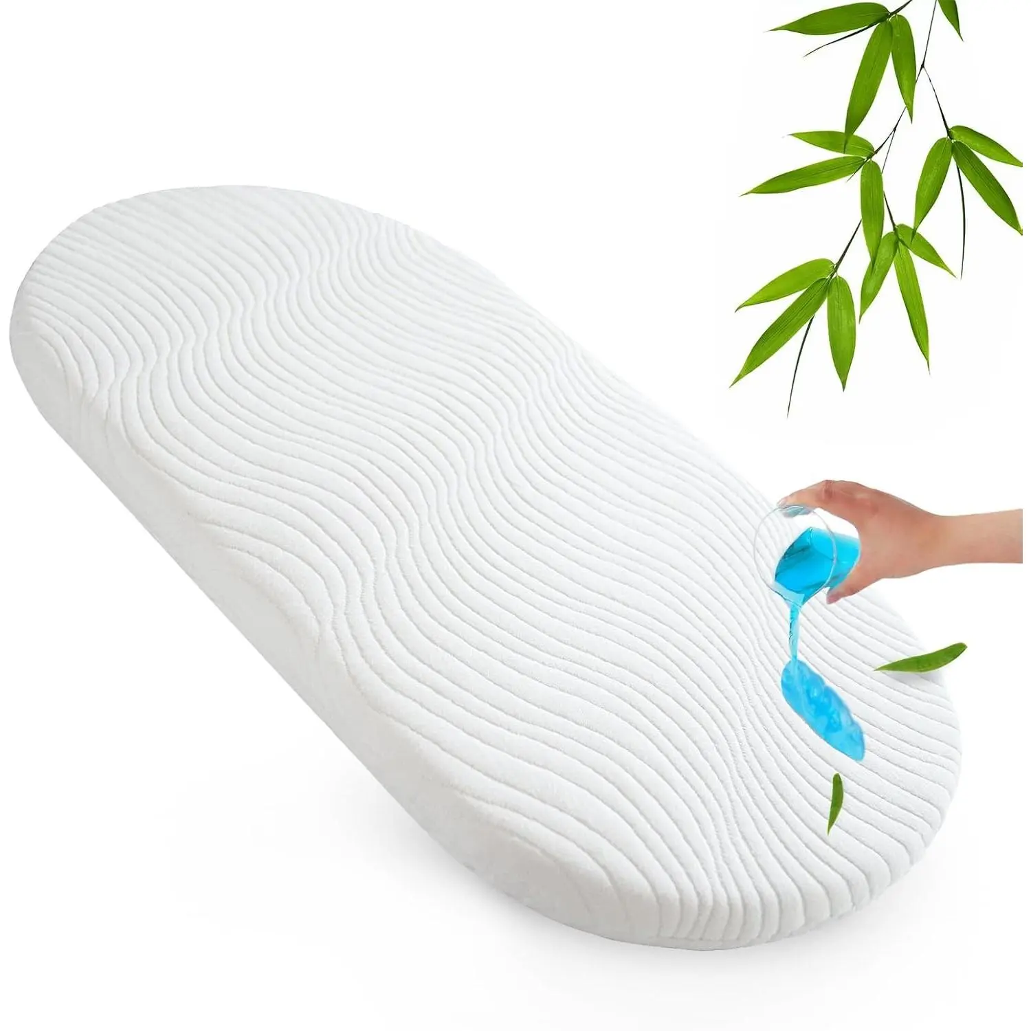 Baby Bassinet Mattress Pad 15" x 30",Waterproof Oval Moses Basket Mattress | Waterproof baby Mattress with Removable & Washable Cover