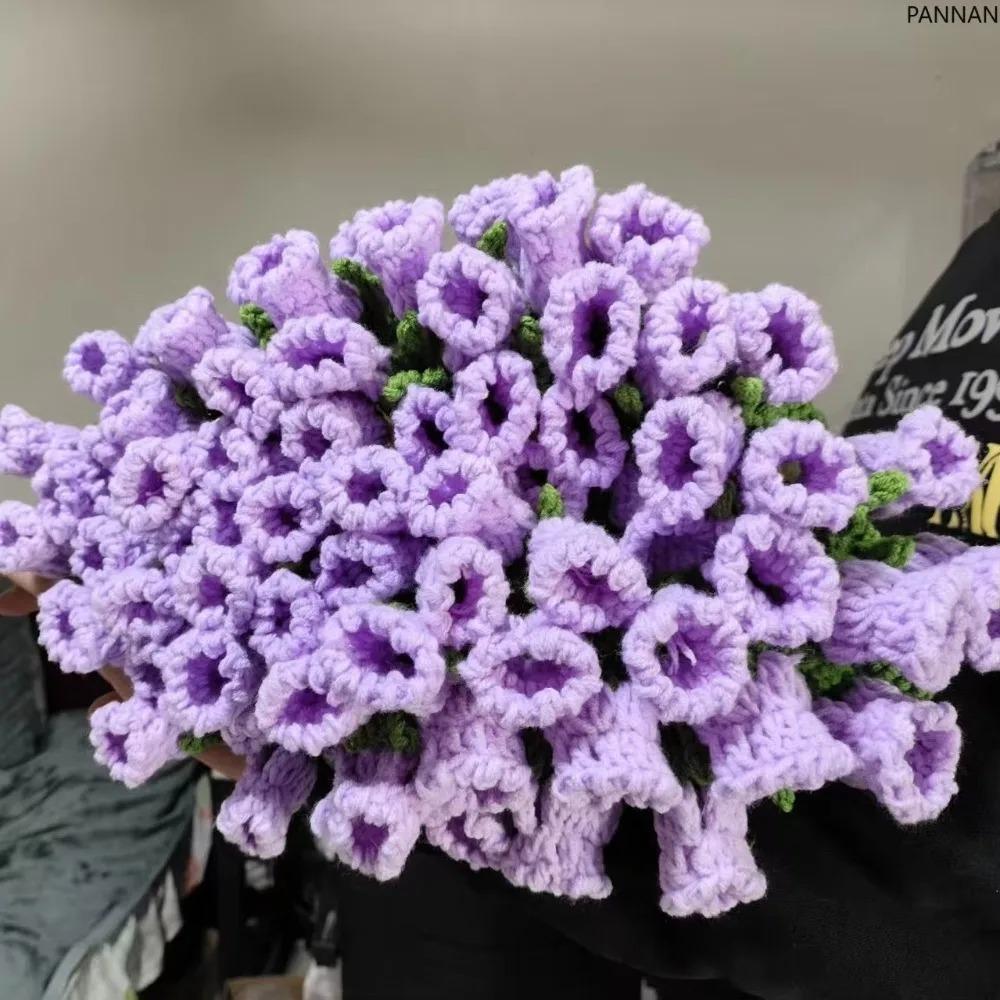 Creative 60cm Flower Bouquet Blanket Finished Product Crocheted Sunflower Blanket Lily of The Valley Bouquet Blankets Gifts