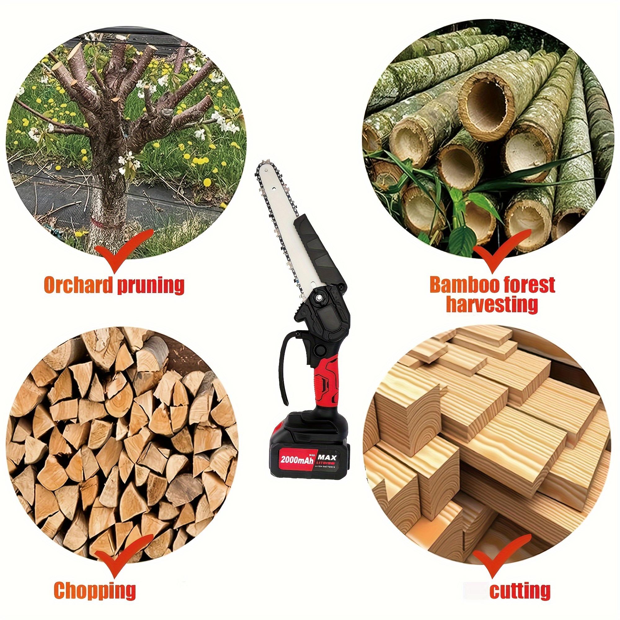 Mini electric chainsaw, cordless chainsaw, tool set for men, 8inch electric chainsaw, with tool box, portable handheld saw, used for tree pruning, wood cutting, gardening tool gift, Halloween and Christmas gift