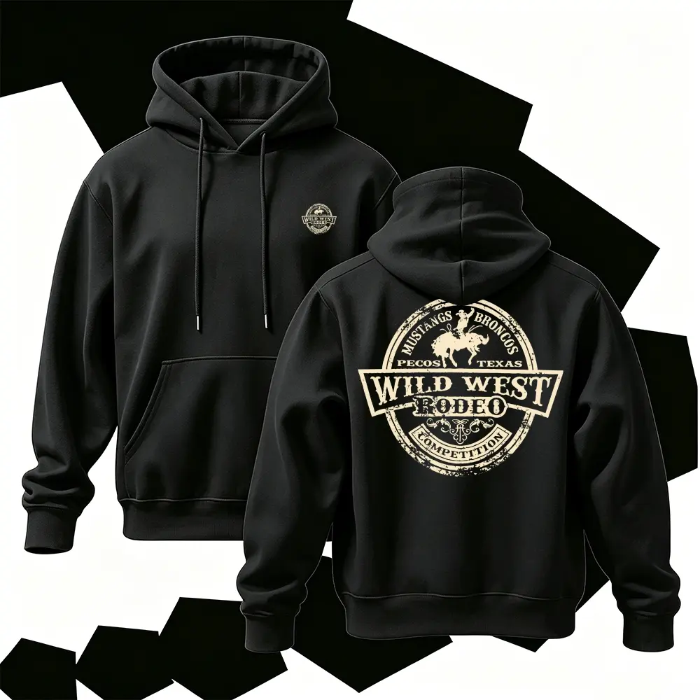 Wild West Hoodie, Vintage Cowboy Graphic Sweatshirt, Western Rodeo Style Pullover  2