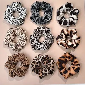 3pcs Boho Chic Leopard Print Scrunchies - Vintage Style Elastic Ponytail Holders for Women, Perfect for Beach & Summer Hairstyles