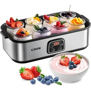GDOR Yogurt Maker Machine with Temperature Control, 48H Timer Digital Greek Yogurt Machine with 8×6oz BPA-Free Glass Jars, Stainless Steel