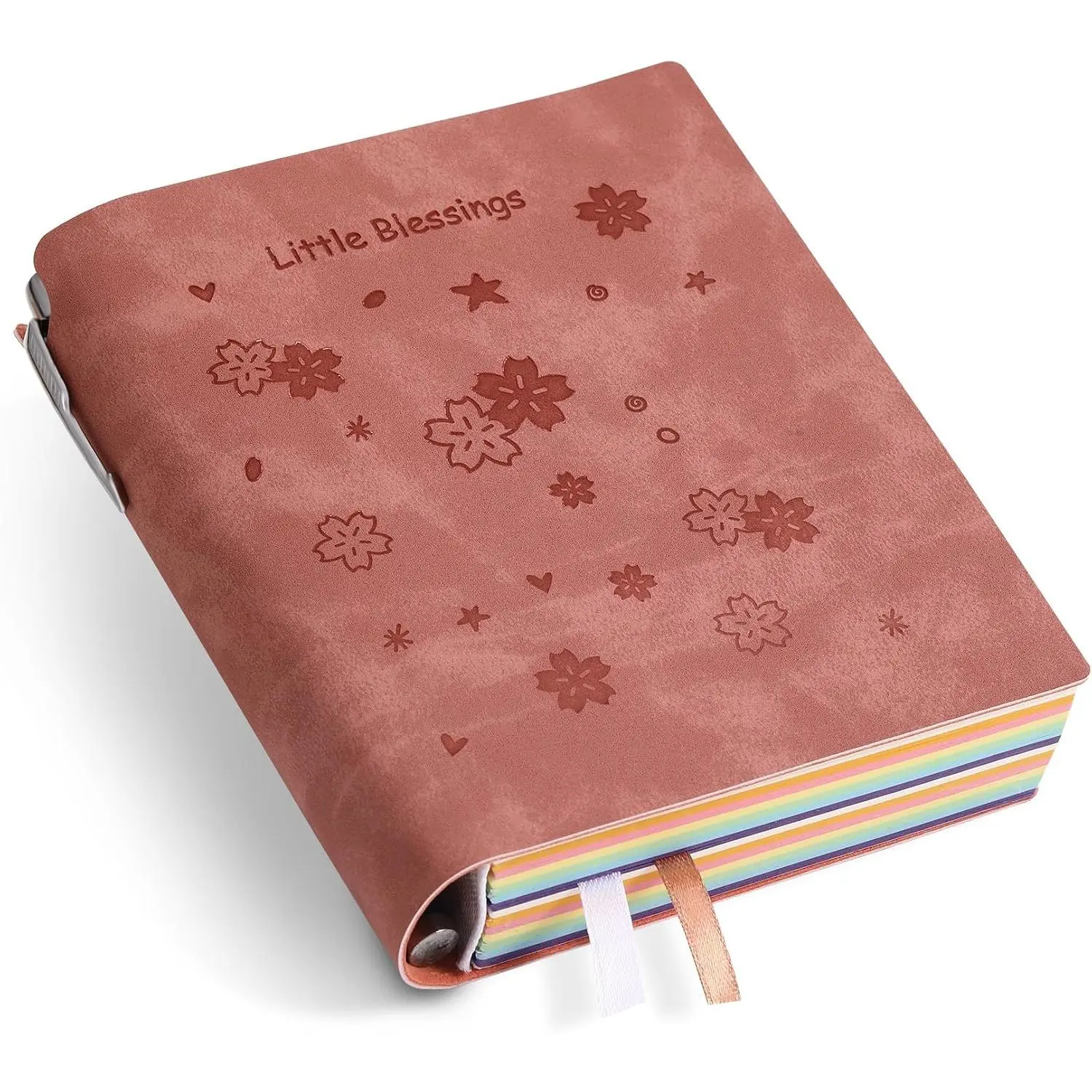 A6 Unlined Blank Journal Notebook with Embossed Cover, Pen Loop, 400 100gsm Thick Color Pages, Soft Leather Sketch Book, 3.9in x 5.5in for Drawing, Writing