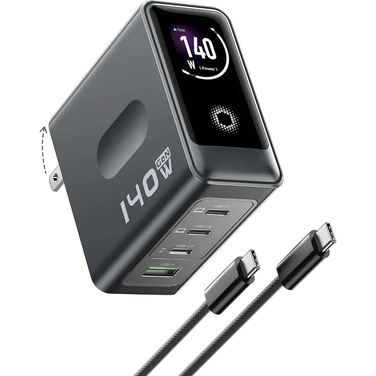 MOKiN 140W USB C Charger, 4-Port  Display GaN  Charger for MacBook