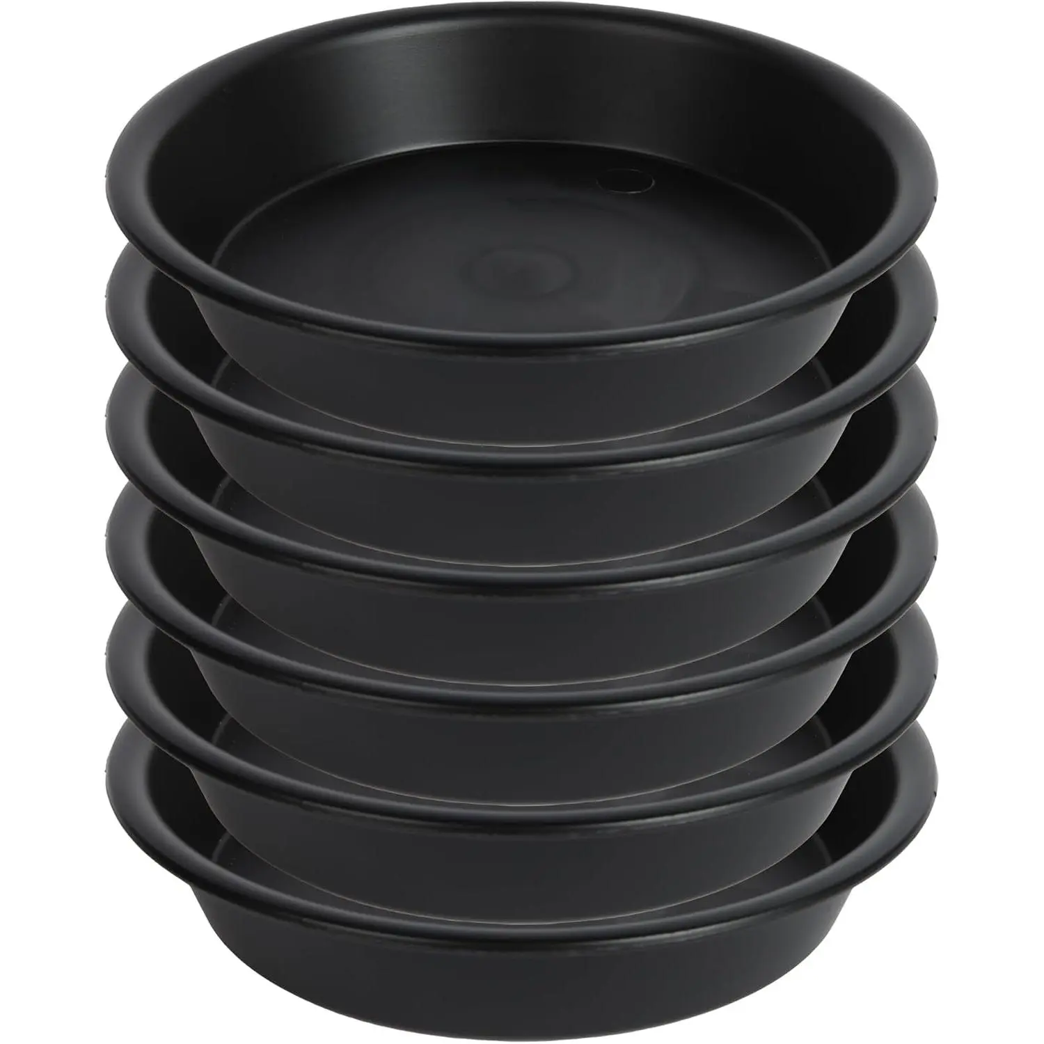 6 Pack 6 inch   Tray, Heavy Duty Plastic  Saucers for Indoors, Flower Pot Saucers,  Water Tray for Planters (6", Black)