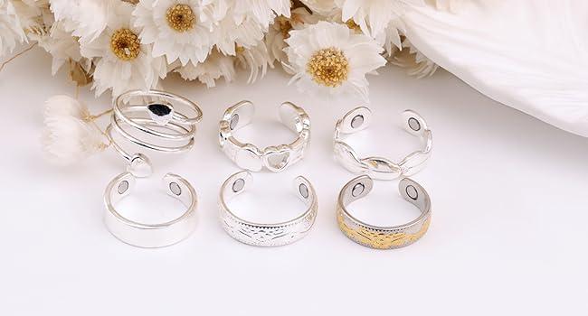 Feraco 2PCS Copper Rings for Women,99.99% Pure Copper Magnetic Thumb Ring with Magnet,Lymphatic Jewelry Gifts for Womens,charm  bracelets