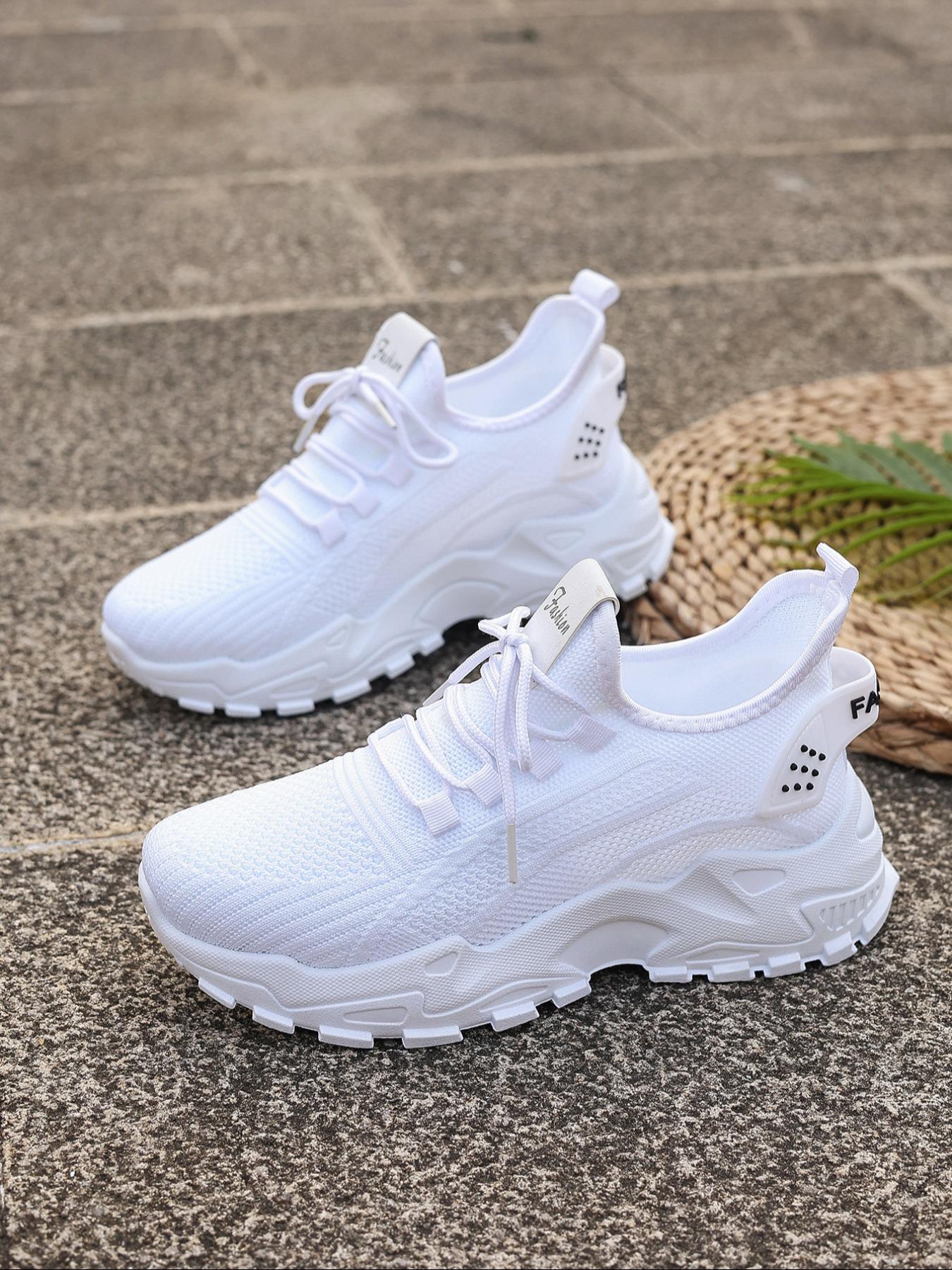 Women’s FA Chunky Sole Knit Sneakers – Lightweight & Slip-Resistant, Ultra Comfortable for Walking & Travel, Trendy White Athletic Shoes for Teens, Students & Young Adults – Perfect for School, Shopping & Casual Outings