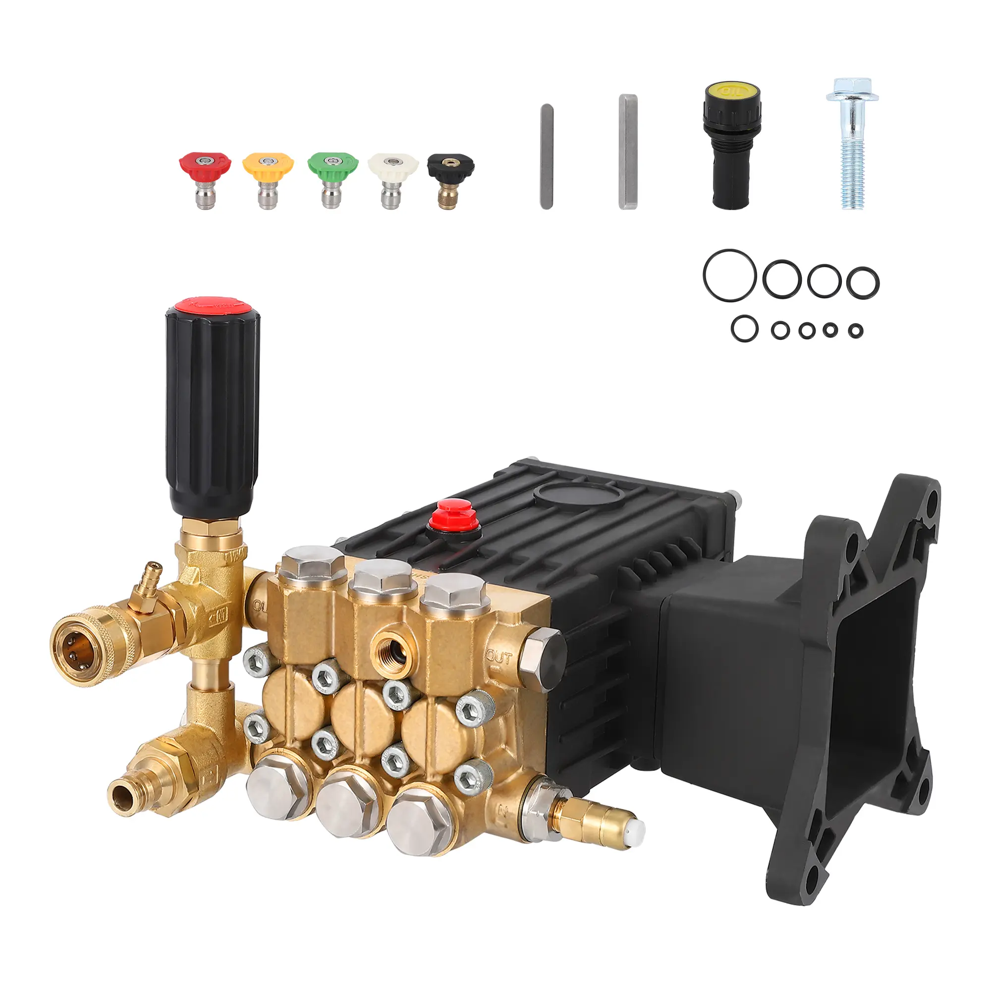 High Pressure Washer Pump 4000 PSI, 4.4 GPM - 1" Shaft Triplex Plunger, Replacement for Simpson, Honda, Craftsman