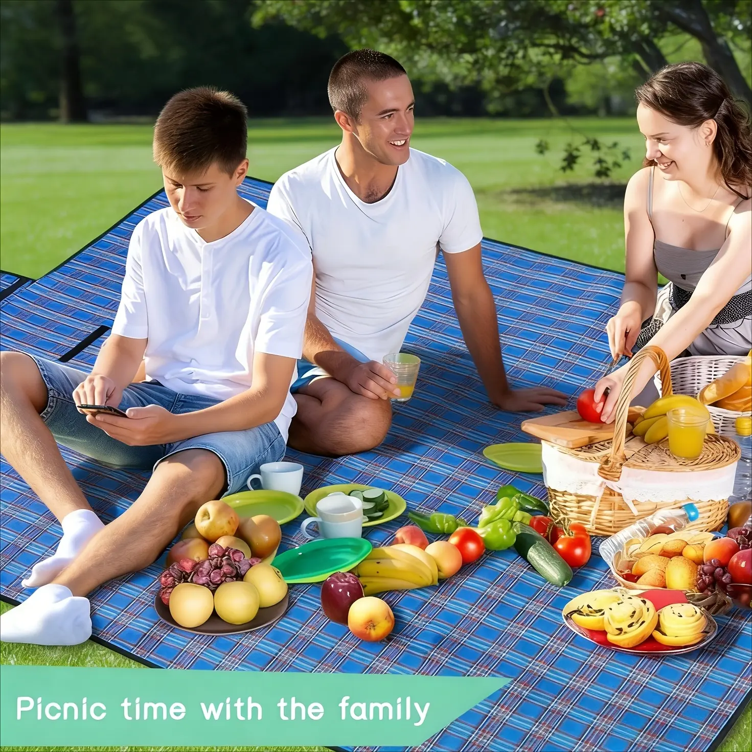 1 Extra-Large Picnicware Picnic Blanket & Beach Mat | Foldable Outdoor Sand Mat | Ideal for Picnics, Camping, & Hiking | Family Concerts | Park Music Festivals | Lawn Mat