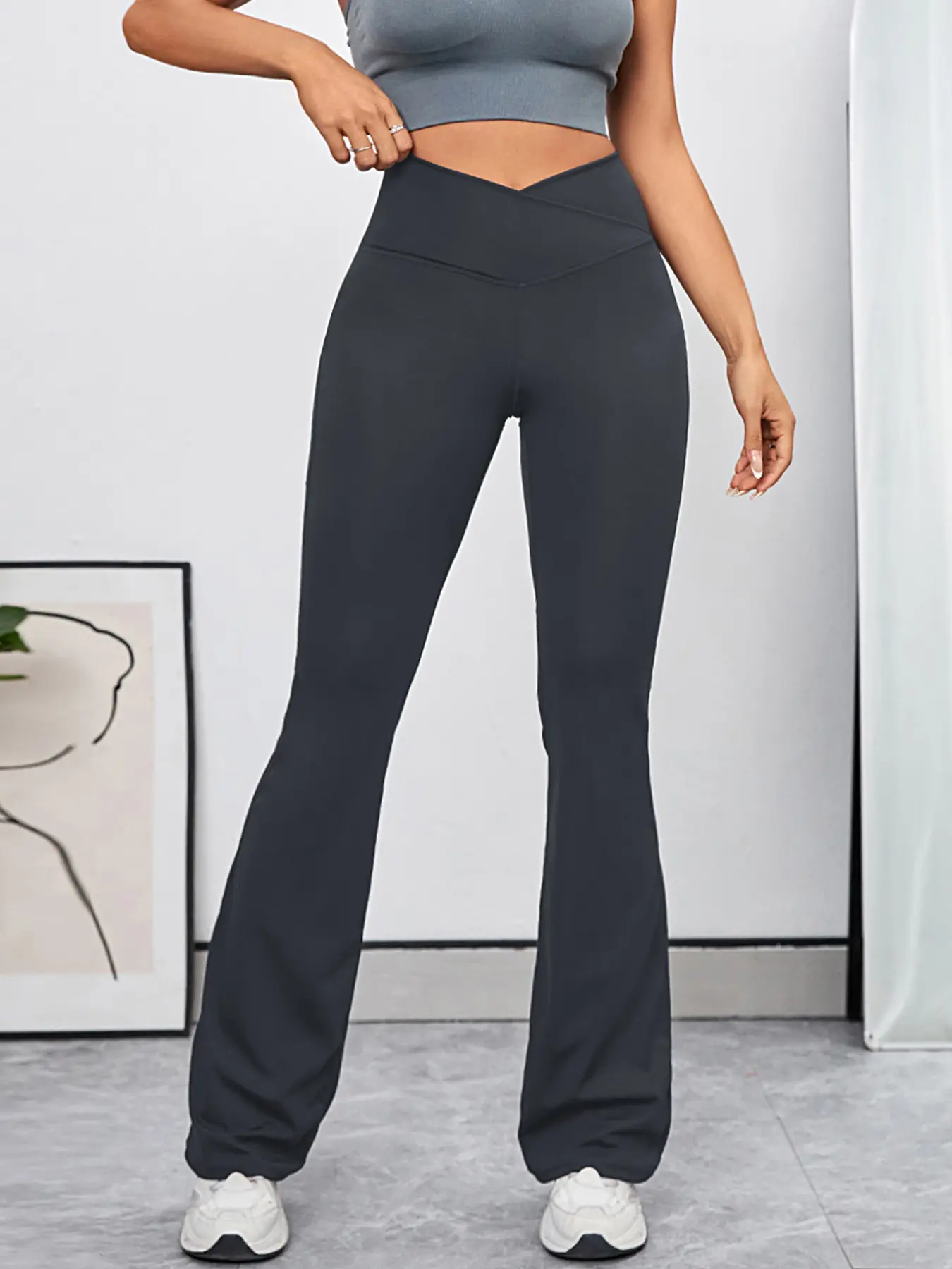 Women's High Waist Flare Leg Sports Tummy Control Leggings, Sport Bell Bottom Skinny Pants, Ladies Sportswear Bottoms, Fitness Pants for All Seasons