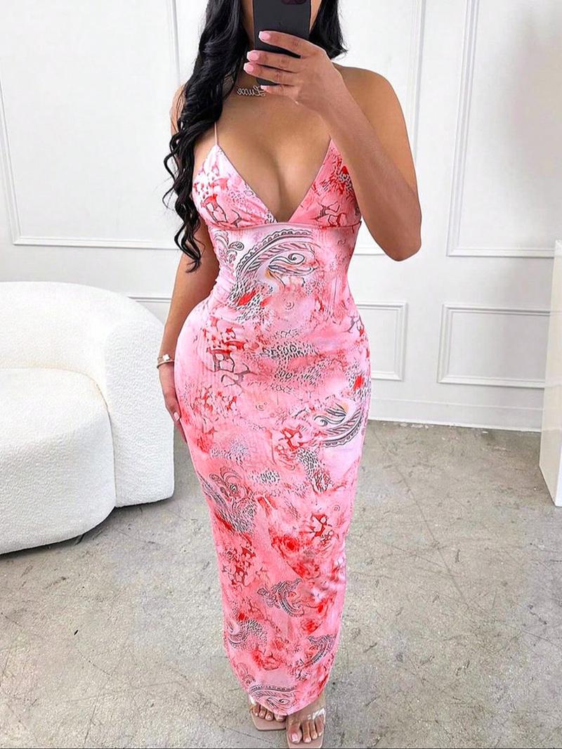 Women's All Over Print Criss Corss Butterfly Decor Backless Cami Dress, Sexy Fashion Sleeveless Spaghetti Strap Mini Dress for Beach Club Party, Butterfly Dress for All Seasons Butterfly Dress