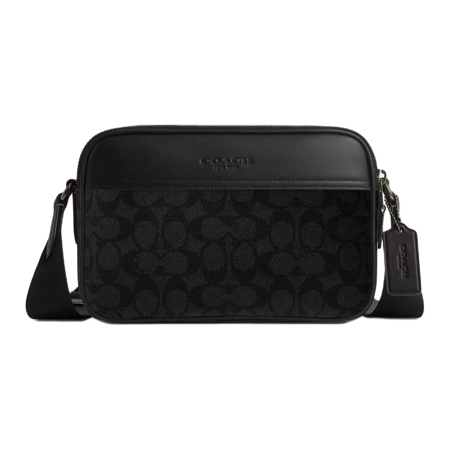 COACH Graham 23 Crossbody Bag for Men – Adjustable Strap, Faux Leather and Genuine Leather Blend, Medium Size, Black