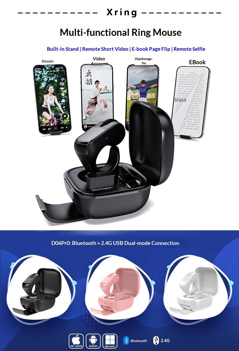 Bluetooth Ring Mouse Charging Case Multi-Function Touch Mini 2.4G Wireless Smart Remote Control Special Lazy People Computer