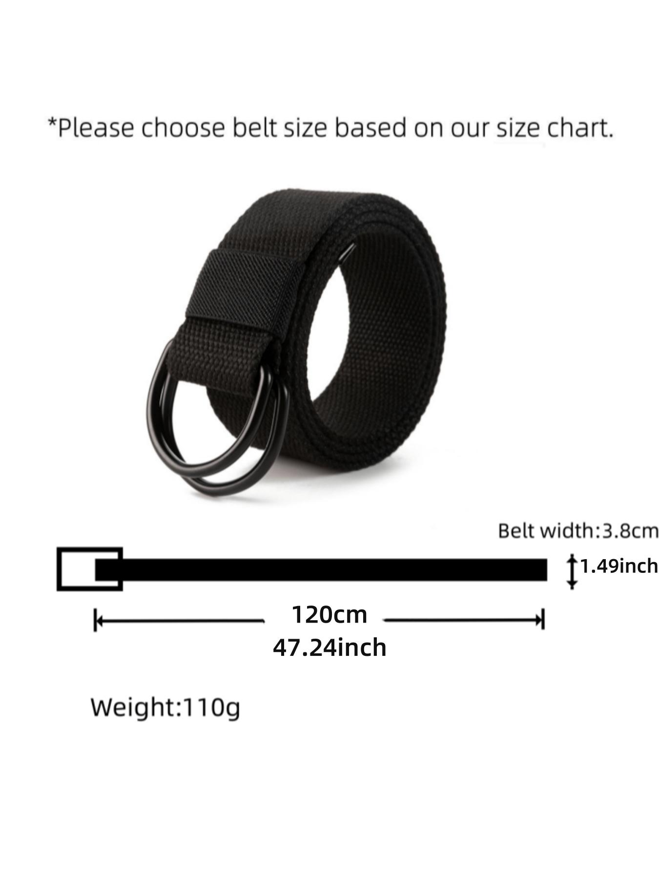 1 Piece Unisex Simple Style Plain Color Nylon Web Belt, Casual Trendy Waistband with Double D-ring Buckle Design, Fashionable Accessories For Daily & Party Decoration, Textured Belt