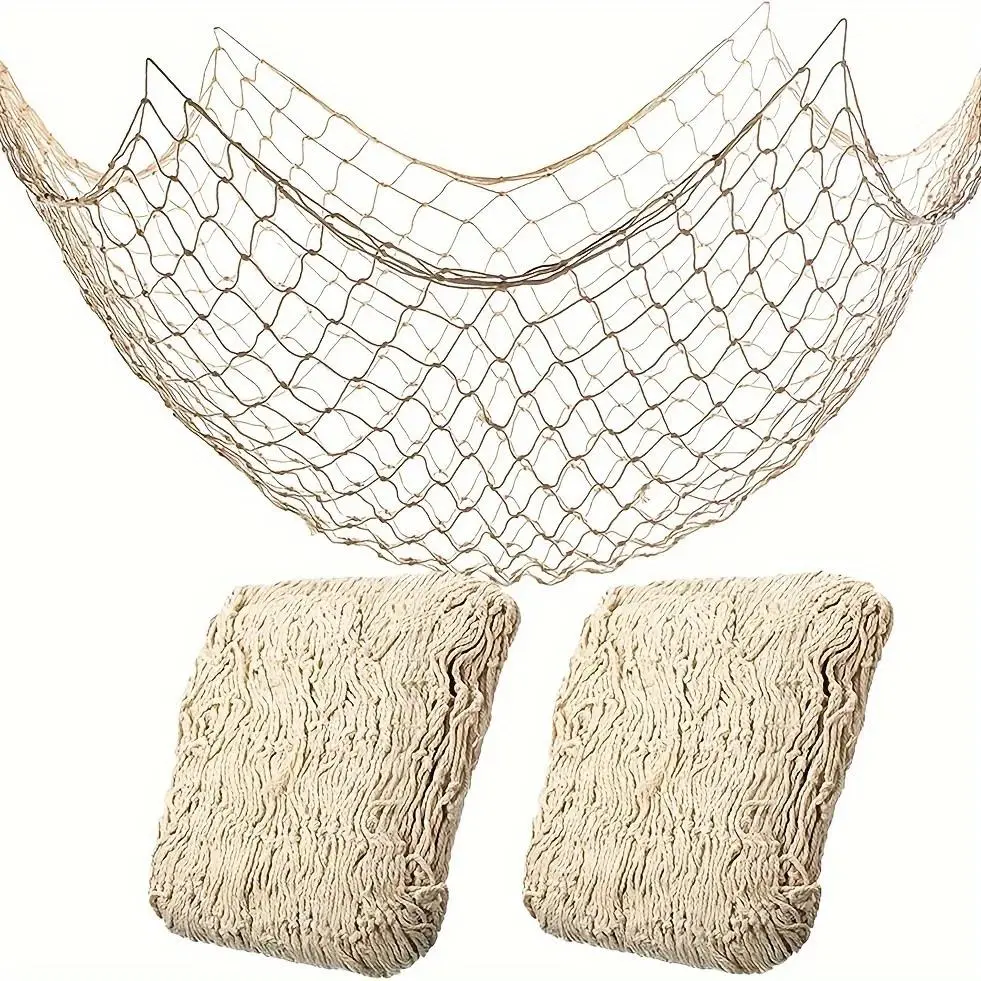 1pc Hangable Naval Fishing Net Wall Hanging - Pirate Net Pattern, Hawaiian Ocean Theme Home & Garden Decor, Indoor/Outdoor Party Accent