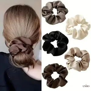 5 Pack Premium Large Satin Scrunchies For All Hair Types, Ultra Soft Silky Damage-Free Hair Ties, Minimalist Elegant Daily Hair Accessory, Gentle Smooth Hair Holders To Prevent Creasing And Tangling For Women Everyday Hairstyle Styling
