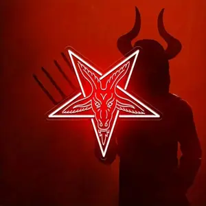 3D Gothic Satan Goat Neon Sign, USB-Powered Gothic Satan Goat Neon Sign, Wall Art for Man Cave, Game Room, Bedroom Living Room Mystical Decor