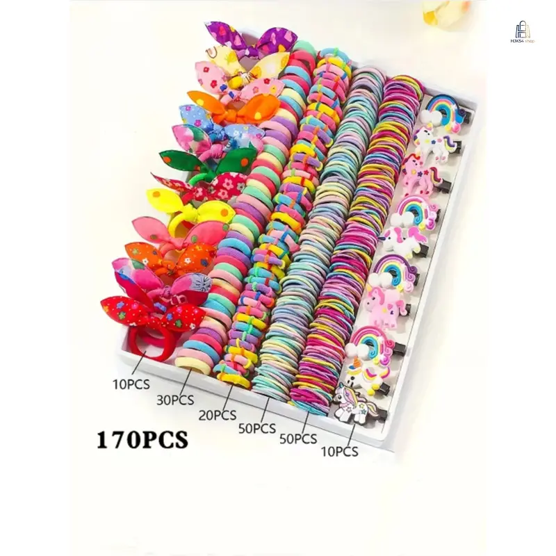 Random Floral Cartoon Hair Clip Bundle |   170Pcs Durable Elastic Hair Accessory Set, No Box Included, Cute Mixed Design Hair Barrettes, Versatile Hair Decor for Daily Look, School Activities and Party Styling