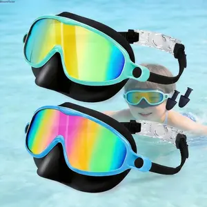 2 Pack Anti-Fog UV Protection Swim Goggles with Integrated Nose Cover, Leakproof Snorkel Diving Mask with Free Earplugs, Adjustable Strap Water Gear for Pool, Beach Trips & Snorkeling