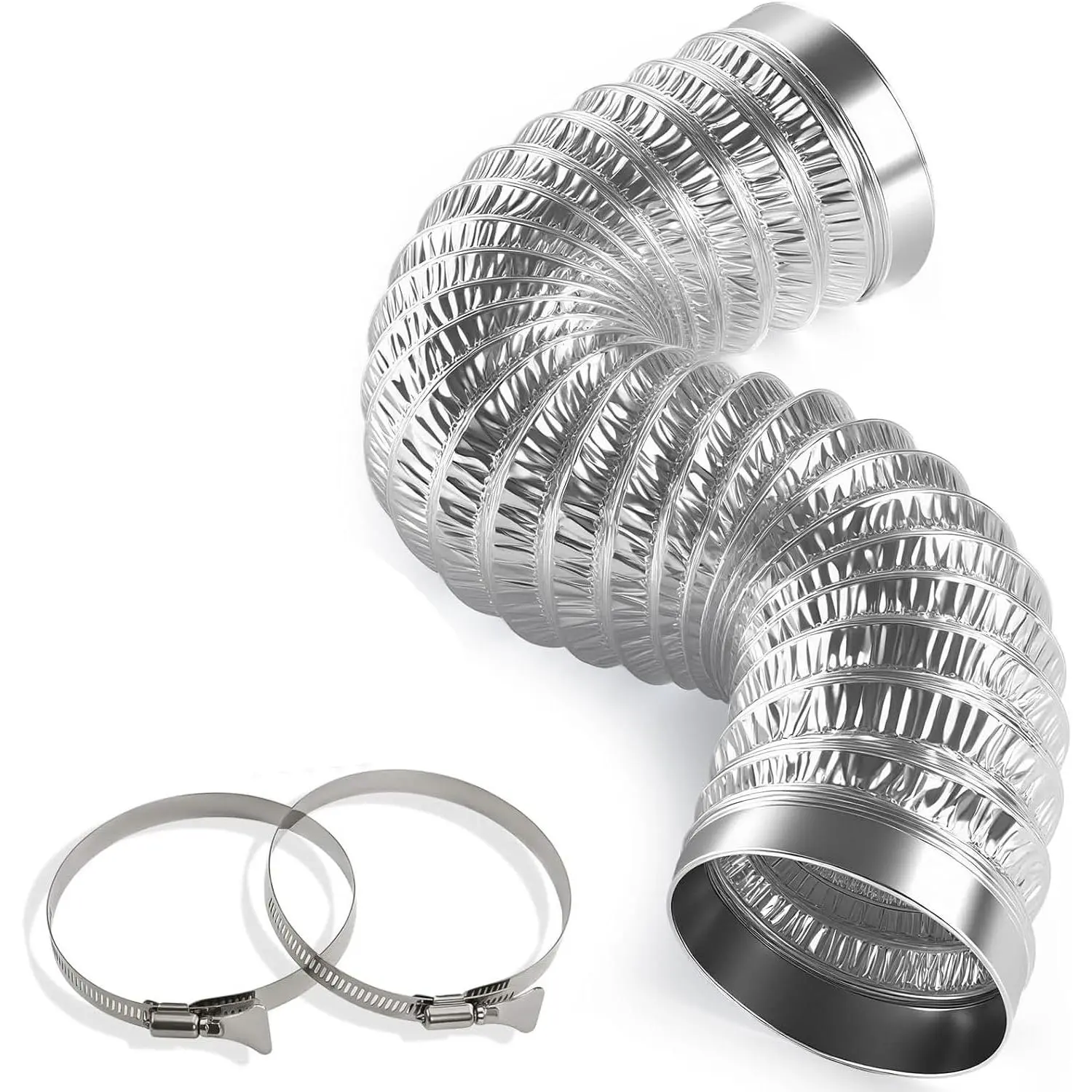 【2025 𝗨𝗽𝗴𝗿𝗮𝗱𝗲𝗱】4 Inch 5  Dryer Vent Hose, Flexible  Air Ducting with 2 Stainless Steel Clamps for Tight Spaces, Dryers, Bathrooms, Workshops, Grill room & Grow Tents