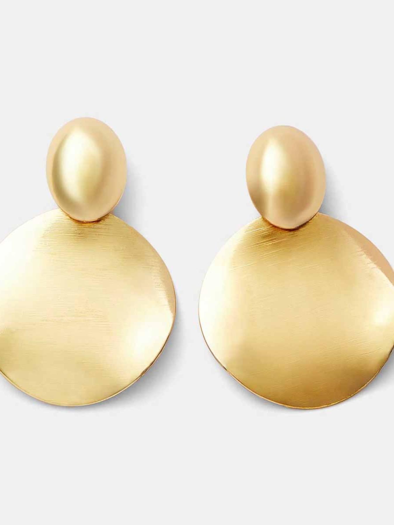 Luxury 18k Gold Plated Round Disc Drop Earrings for Women, Trendy Geometric Hammered Metal Dangle Earrings, Fashion Statement Jewelry for Party & Daily Wear