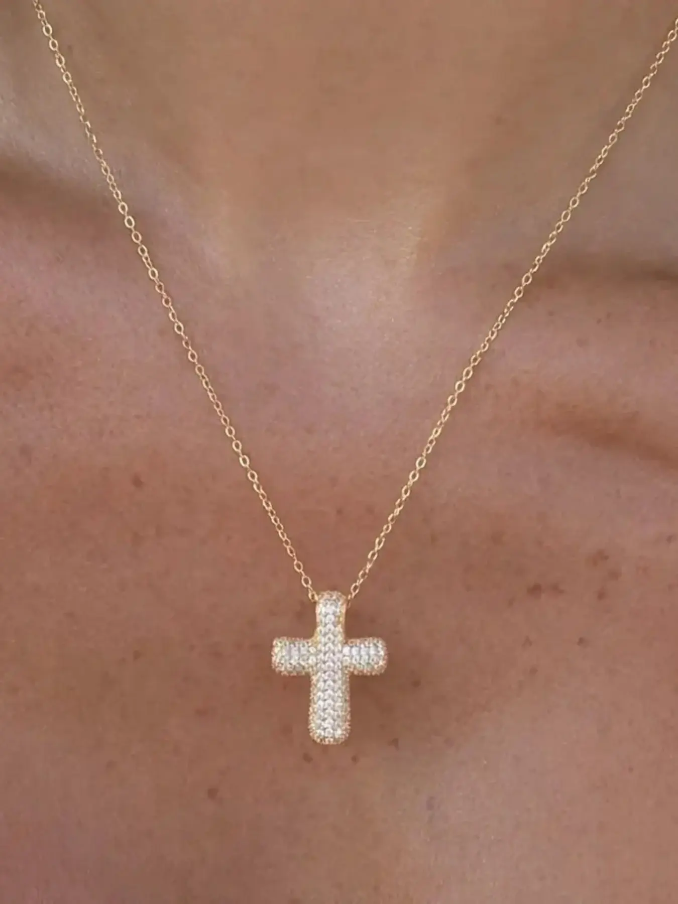 Gold or Silver Plated Women's Hypoallergenic Forever Blessed Cross Necklace