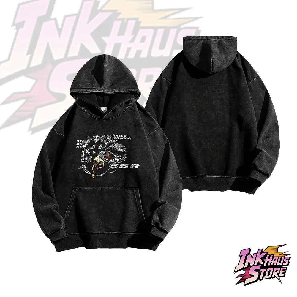 Diego Brando Vintage Hoodie | JoJo Part 7 Steel Ball Run Anime Washed Sweatshirt