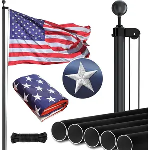 25FT Heavy Duty Flag Pole Kit, 13 Gauge Thick  with 3x5 Flag