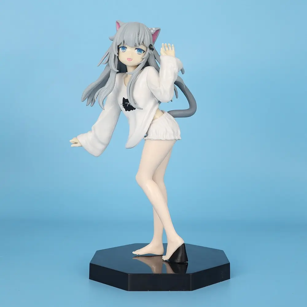 Standing Kanagawa Cat Girl Figurine, Anime Pretty Girl Handmade Model, Cat Ear Girl Desktop Decoration, Collectible Figure