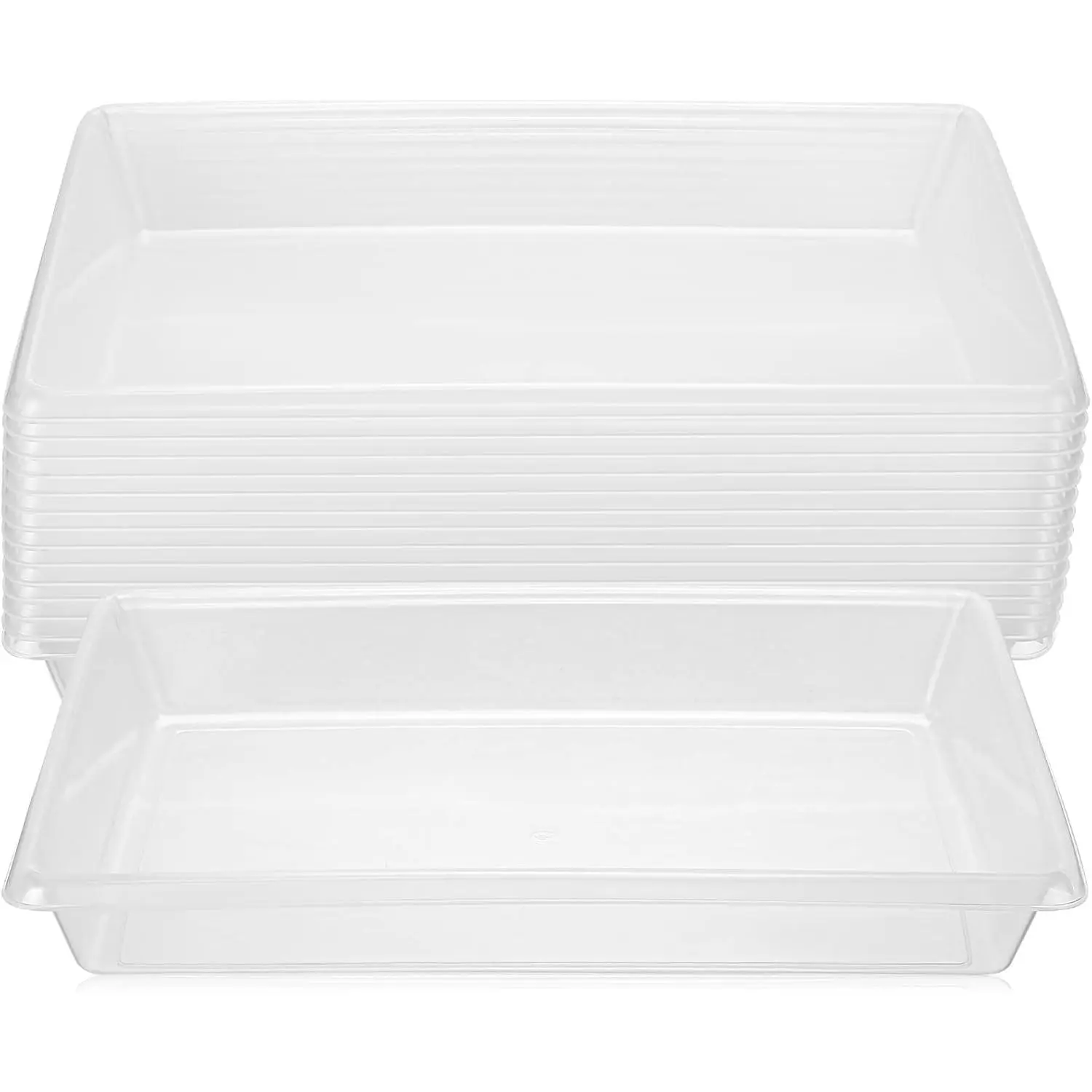 15 Pcs Activity Plastic Art Trays 14.57 x 10.63 x 1.77 Inch Large Crafts Organizer Serving Storage Tray for Kids School Classroom DIY Project Painting Home Organizing Supply(Clear)