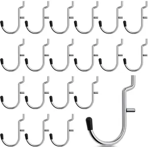 1/4" Pegboard J Hooks, 100 count Heavy Duty Peg Board Hooks Accessories with Peg Locks & Rubber Tipped, Peg Board Tool Hangers Fit 1/4" Pegboard for Wall  Tools or Display