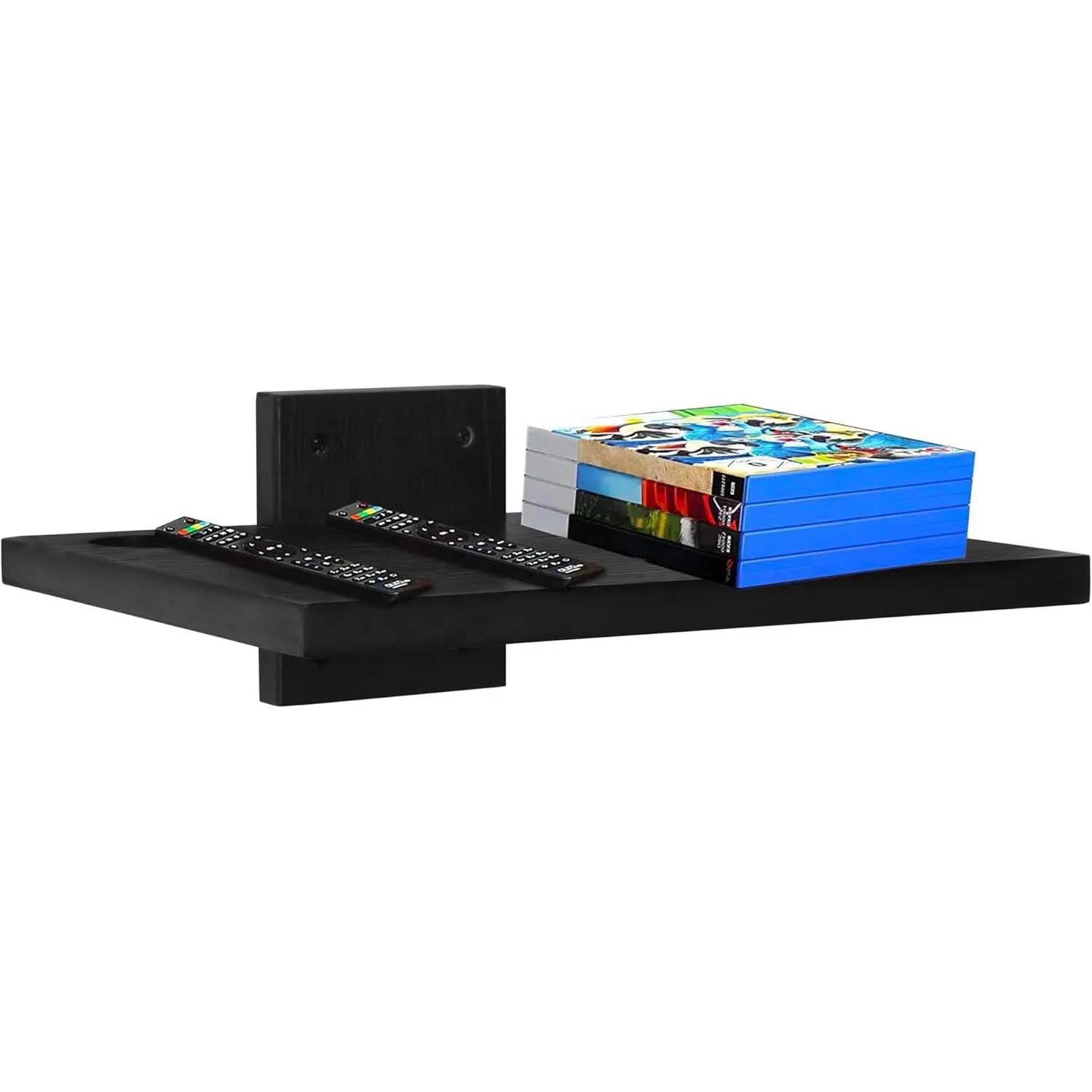 Floating Projector Wall Mount TV Shelf,Wooden Wall Mounted Under TV Floating Shelf for Projector, PS5, DVD Player,Game Console, Cable Box,1Tier(Black)