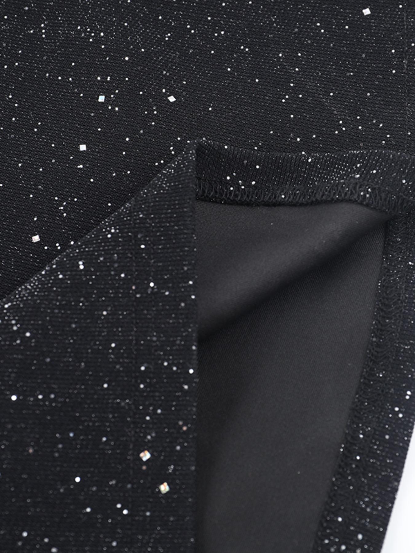 Women's Contrast Sequin Ruched Off Shoulder Mermaid Dress, Elegant Classy Long Sleeve Slim Maxi Dress for Party Evening Formal Occasions, Ladies' Clothes for All Seasons