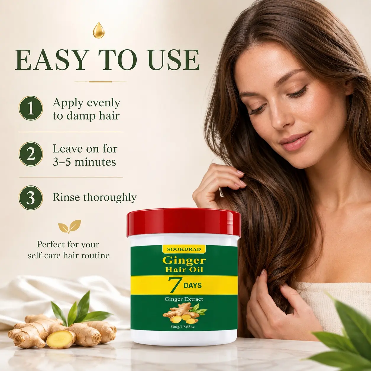 Ginger Hair Oil, Ginger Extract, 7 Days Effect, Hair Nourishment, Scalp Care, All Hair Types, 500g