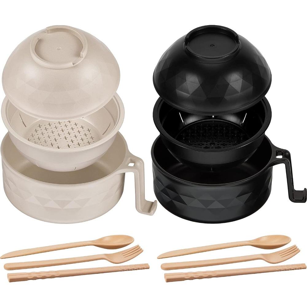 MIUVA Microwave Ramen Bowl Set with Handle, Spoon, Fork, Chopsticks, 6 Sets, Safe & Easy Use, Versatile for Noodles, Soups, Cereals, Ideal for Dorms & Home, Christmas Gift, Spring Kitchen Gadgets