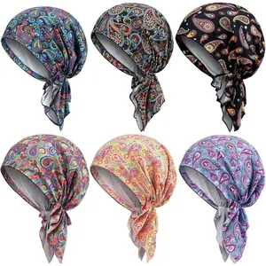 6 Pcs Pre-Tied Turban Beanie Caps for Women, Versatile Headscarf Wraps for Chemo, Cancer & Yoga, Headscarf Cap Set